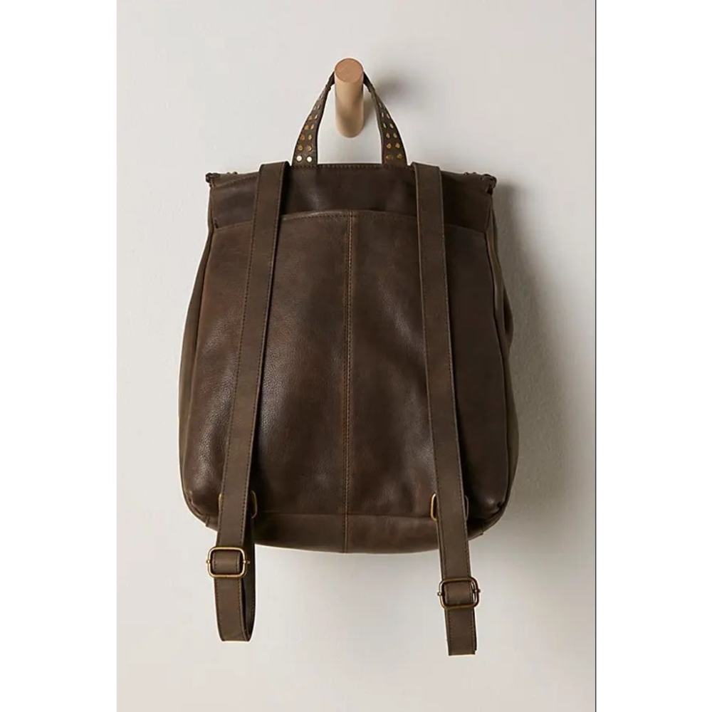 Free People Brown Portia Leather Backpack Bag - Picture 10 of 12